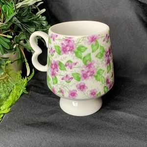 Vintage signed Inarco Tea / coffee Cup with Purple Violets / flowers
